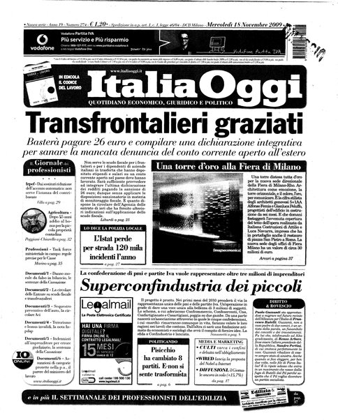 Italia oggi : quotidiano di economia finanza e politica